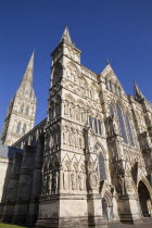 England, Wiltshire, Salisbury, Exterior of the Cathedral.