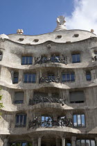 Spain, Catalonia, Barcelona, La Pedrera or Casa Mila on Passeig de Gracia, deisgned by Antoni Gaudi