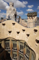 Spain, Catalonia, Barcelona, La Pedrera or Casa Mila on Passeig de Gracia, deisgned by Antoni Gaudi