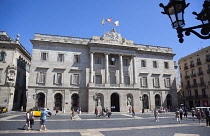 Spain, Catalonia, Barcelona, Placa de Sant Jaume, Town Hall in the Gothic Quarter.