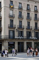 Spain, Catalonia, Barcelona, Placa de Sant Jaume in the Gothic Quarter.