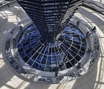 Germany, Berlin, Reichstag Parliament Building, Interior view of the Glass Dome designed by Norman Foster.