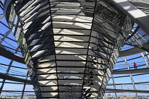 Germany, Berlin, Reichstag Parliament Building, Interior view of the Glass Dome designed by Norman Foster.