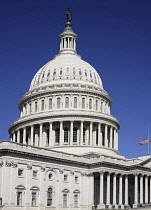 USA, Washington DC, Capitol Building, The building's dome with the Statue of Freedom on top.