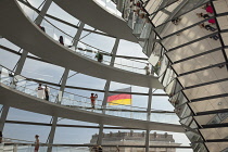 Germany, Berlin, Mitte, Reichstag building with glass dome deisgned by Norman Foster.