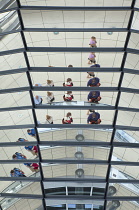 Germany, Berlin, Mitte, Reichstag building with glass dome deisgned by Norman Foster.