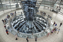 Germany, Berlin, Mitte, Reichstag building with glass dome deisgned by Norman Foster.