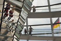 Germany, Berlin, Mitte, Reichstag building with glass dome deisgned by Norman Foster.