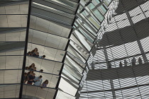 Germany, Berlin, Mitte, Reichstag building with glass dome deisgned by Norman Foster.