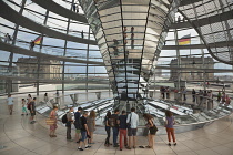 Germany, Berlin, Mitte, Reichstag building with glass dome deisgned by Norman Foster.