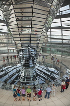 Germany, Berlin, Mitte, Reichstag building with glass dome deisgned by Norman Foster.