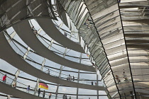 Germany, Berlin, Mitte, Reichstag building with glass dome deisgned by Norman Foster.