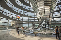 Germany, Berlin, Mitte, Reichstag building with glass dome deisgned by Norman Foster.