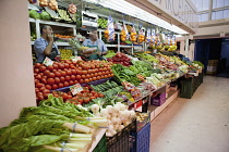 Spain, Madrid, Fruit & vegetable stall in Mercado de Barcelo.