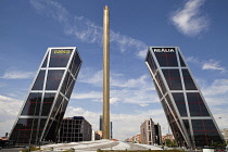 Spain, Madrid, Puerta de Europa at Plaza de Castilla