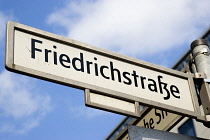 Germany, Berlin, Mitte, Roadsign for Friedrichstrasse.