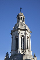 Ireland, Dublin, Trinity College buildings on College Green, Detail of the Campanile.