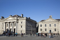 Ireland, Dublin, Trinity College buildings on College Green.