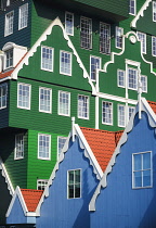 Netherlands, Noord Holland, Zaandam, A section of The Inntel Hotel whose construction design is based on the  traditional house facades of the Zaan Region.