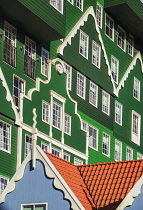 Netherlands, Noord Holland, Zaandam, A section of The Inntel Hotel whose construction design is based on the  traditional house facades of the Zaan Region.