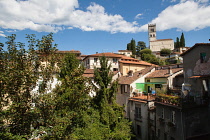 Italy, Tuscany, Lucca, Barga, The Duomo Cathedral above the old town.