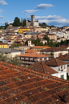 Italy, Tuscany, Lucca, Barga, View of the old town.