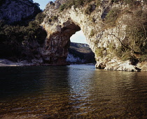 France, Ardech, Pont d'Arc, 5km high limestone arch in the Ardech Gorge