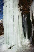 Spain, Pyrenees, Mini frozen waterfall, circa 8m (26ft) high.