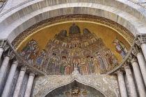 Italy, Venice, St Mark's Basilica, The procession bringing St. Mark's relics to the Basilica, above St. Alipius Gate.