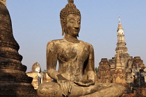 Thailand, Sukothai, Seated Buddha, Wat Mahathat Royal Temple.