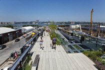 USA, New York State, New York City, Manhattan, The High Line public park on disused elevated railway track in the meat packing district.