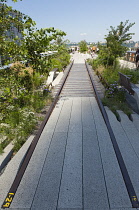 USA, New York State, New York City, Manhattan, The High Line public park on disused elevated railway track in the meat packing district.