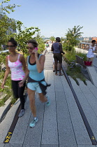 USA, New York State, New York City, Manhattan, The High Line public park on disused elevated railway track in the meat packing district.