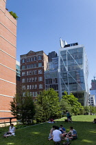 USA, New York State, New York City, Manhattan, The High Line public park on disused elevated railway track in the meat packing district.