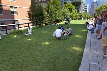 USA, New York State, New York City, Manhattan, The High Line public park on disused elevated railway track in the meat packing district.