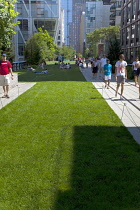 USA, New York State, New York City, Manhattan, The High Line public park on disused elevated railway track in the meat packing district.