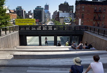 USA, New York State, New York City, Manhattan, The High Line public park on disused elevated railway track in the meat packing district.