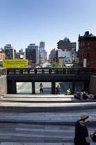 USA, New York State, New York City, Manhattan, The High Line public park on disused elevated railway track in the meat packing district.