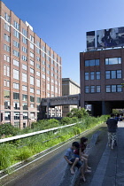 USA, New York State, New York City, Manhattan, The High Line public park on disused elevated railway track in the meat packing district.