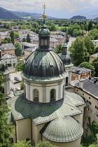 Austria, Salzburg, Erhardkirche or St Erhard's Church, view of its dome from above.