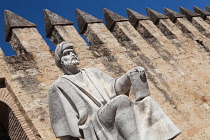 Spain, Andalucia, Cordoba, Statue of Averroes in front of the City walls.