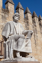 Spain, Andalucia, Cordoba, Statue of Averroes in front of the City walls.