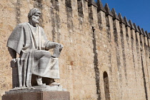 Spain, Andalucia, Cordoba, Statue of Averroes in front of the City walls.