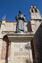 Spain, Andalucia, Granada, Statue of Fray Luis de Granada in front of Iglesia de Santo Domingo.