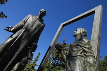 Spain, Andalucia, Granada, Statue of San Juan de Dios in Jardines del Triunfo.