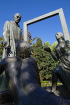 Spain, Andalucia, Granada, Statue of San Juan de Dios in Jardines del Triunfo.