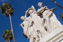 Spain, Andalucia, Seville, Sculpture representing the Arts in La Glorieta de Covadonga.