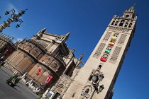 Spain, Andalucia, Seville, Seville Cathedral & Giralda.