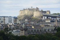 Scotland, Edinburgh, Holyrood Park, view to Edinburgh Castle from Holyrood Park.