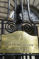 Scotland, Edinburgh, Charlotte Square, The Georgian House sign.